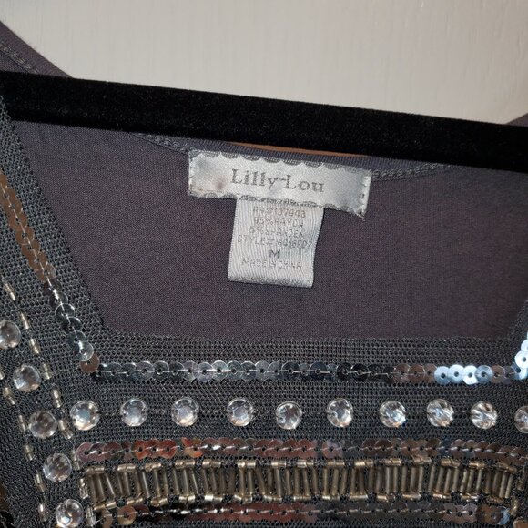 Lilly Low Grey embellished sleeveless girly top – M - Picture 3 of 6